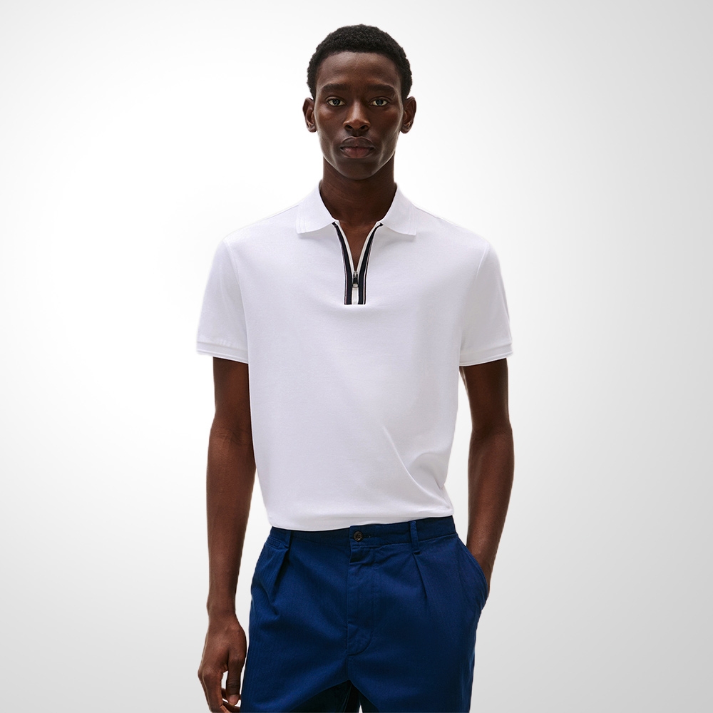 POLO TOMMY HILFIGER MASCULINA COM ZÍPER BRANCA
