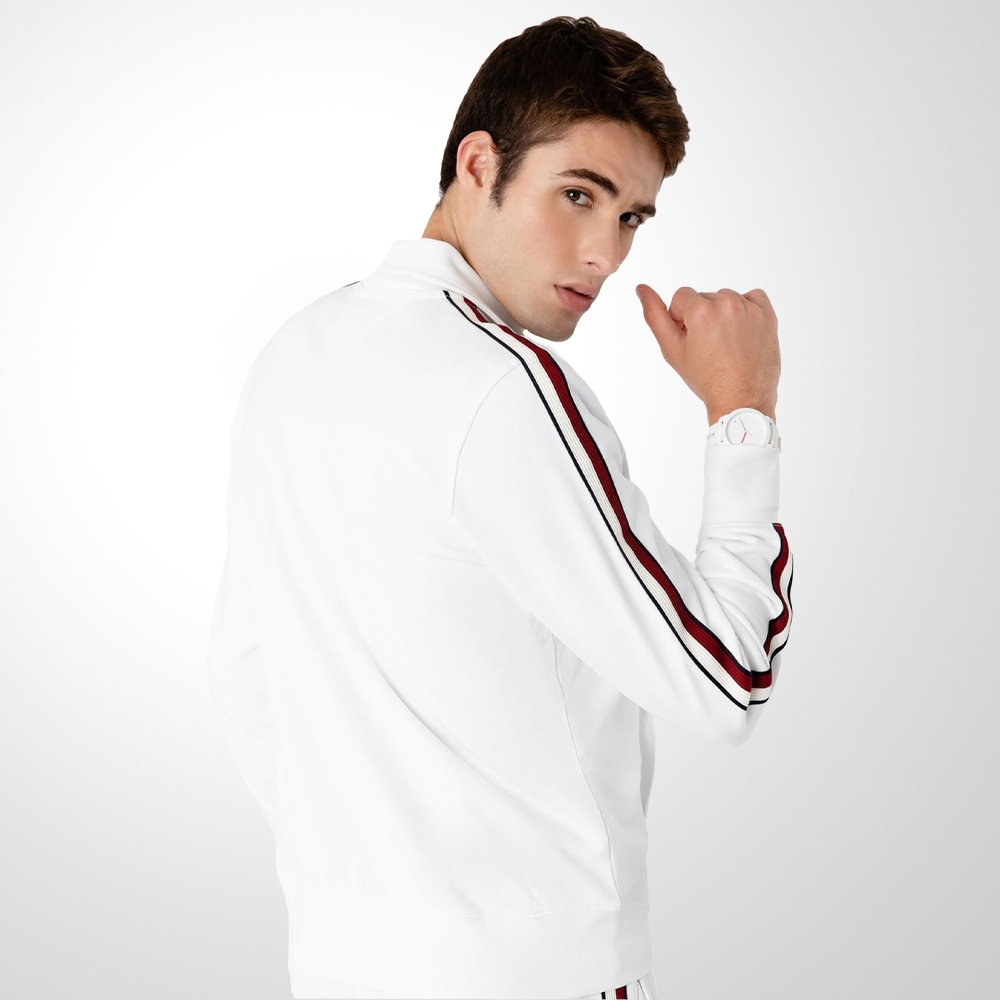 MOLETOM MASCULINO FAIXA GLOBAL STRIPE COM ZÍPER BRANCO TOMMY HILFIGER